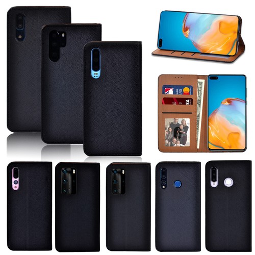 Black leather stand phone - black, pu